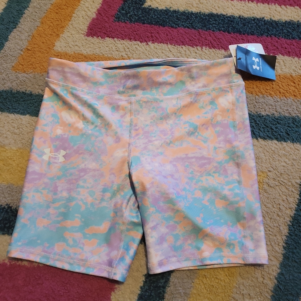 NWT Under Armour YLG Girls Bike Shorts Heat Gear Youth Large